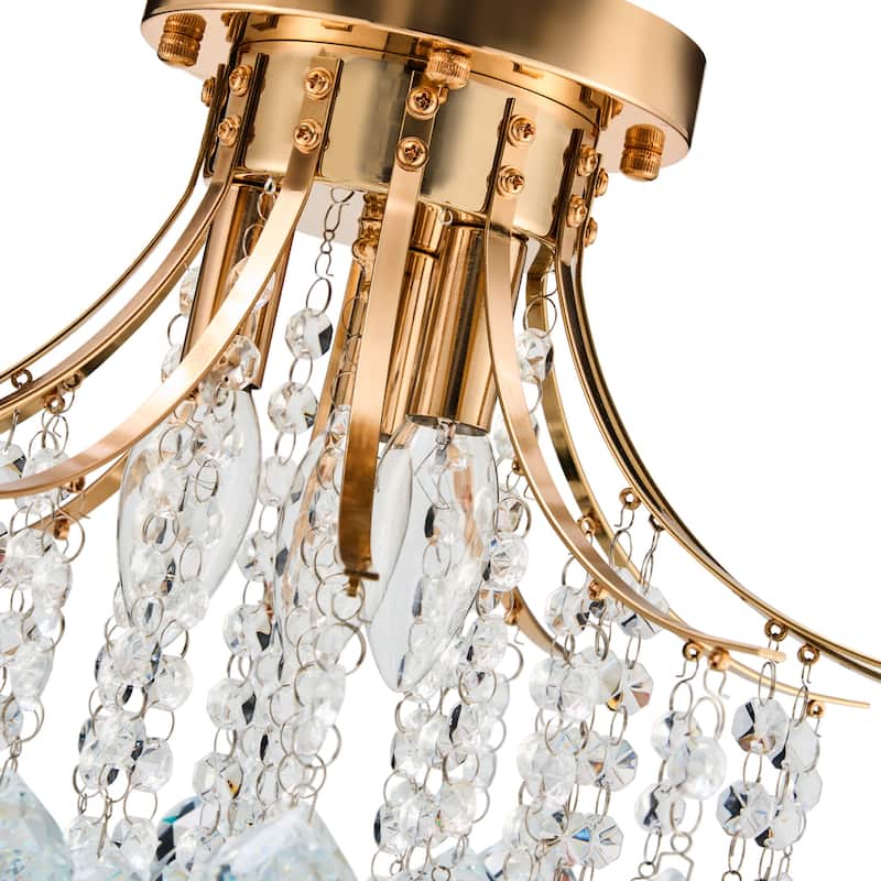 CO-Z 3-Light Crystal Raindrop Flush Mount Chandelier