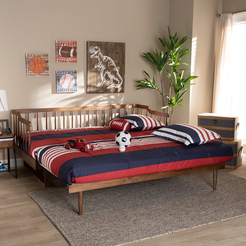 Muriel Modern and Transitional Expandable Twin to King Spindle Daybed
