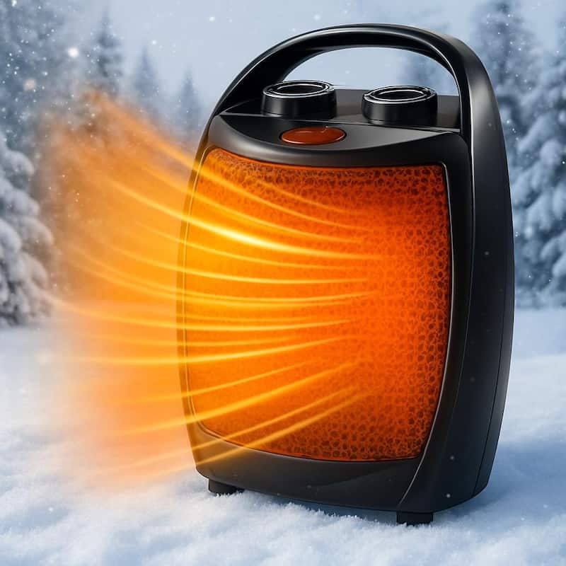 1500W/750W Ceramic Space Heater, Tip-Over Overheat Protection - Black
