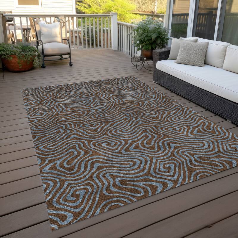 Machine Washable Indoor/ Outdoor Modern Trance Chantille Rug