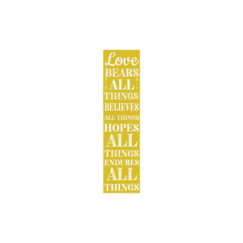 HomeRoots 36" Yellow And White Solid Wood Love Religious Porch Sign
