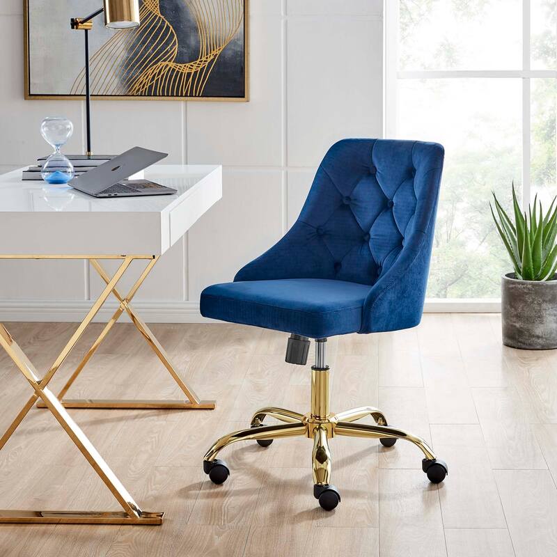 Distinct Tufted Swivel Performance Velvet Office Chair