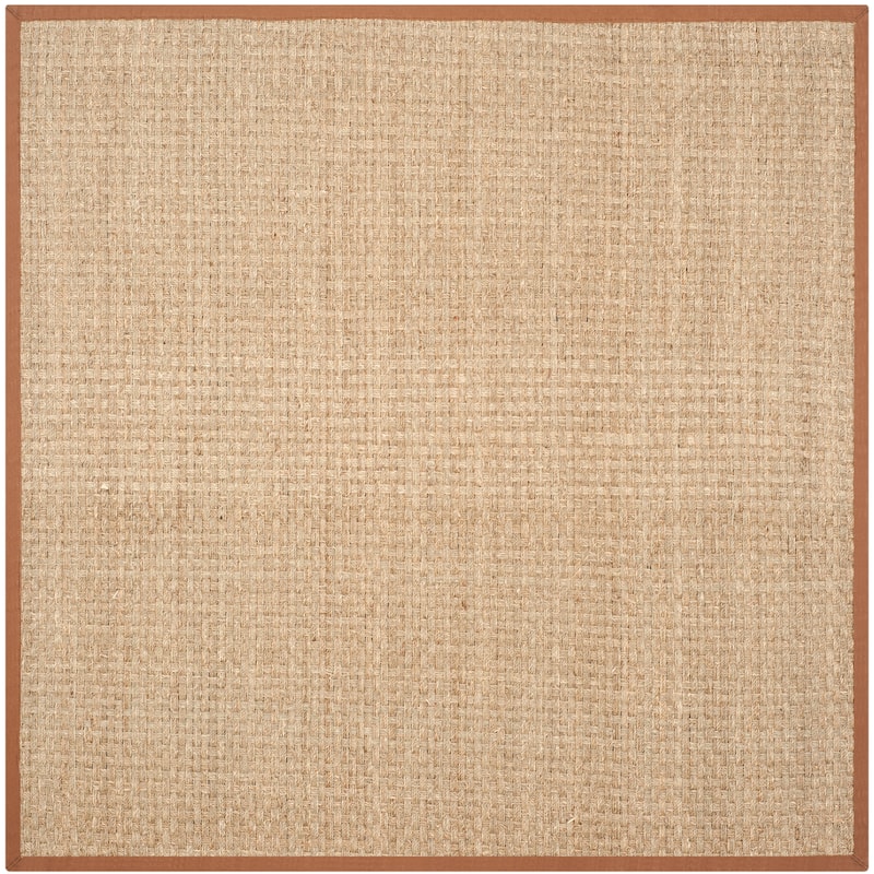 SAFAVIEH Natural Fiber Marina Basketweave Seagrass Rug - 4' x 4' Square - Natural/Brown