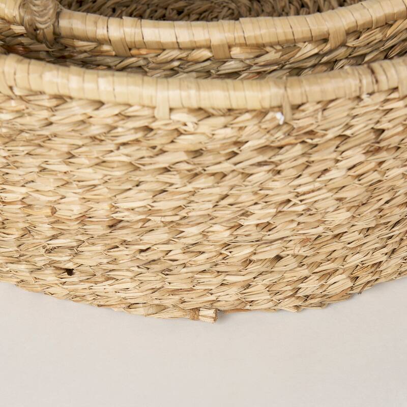 Ayanna Set of 2 Deep Nesting Seagrass Baskets w/ Handles - 18.5L x 18.5W x 5.9H