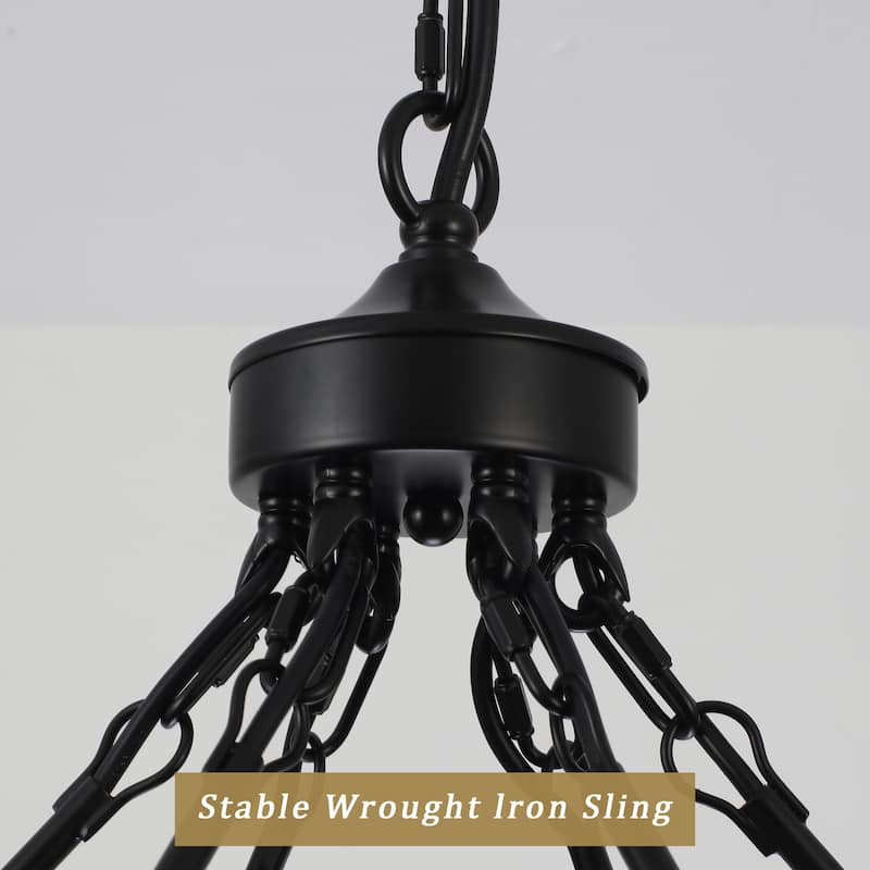 24-Light 51.97-inch Dimmable Round Wagon Wheel Chandelier for Dining Room