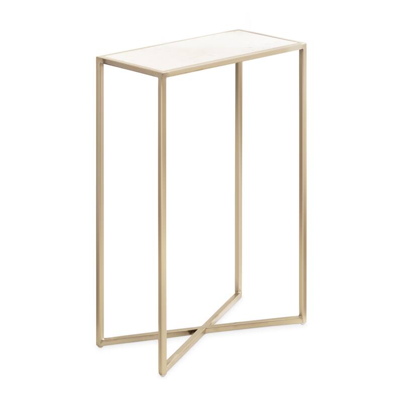 Kate and Laurel Jaspur Decorative Metal End Table - 16x8x24 - Gold/White