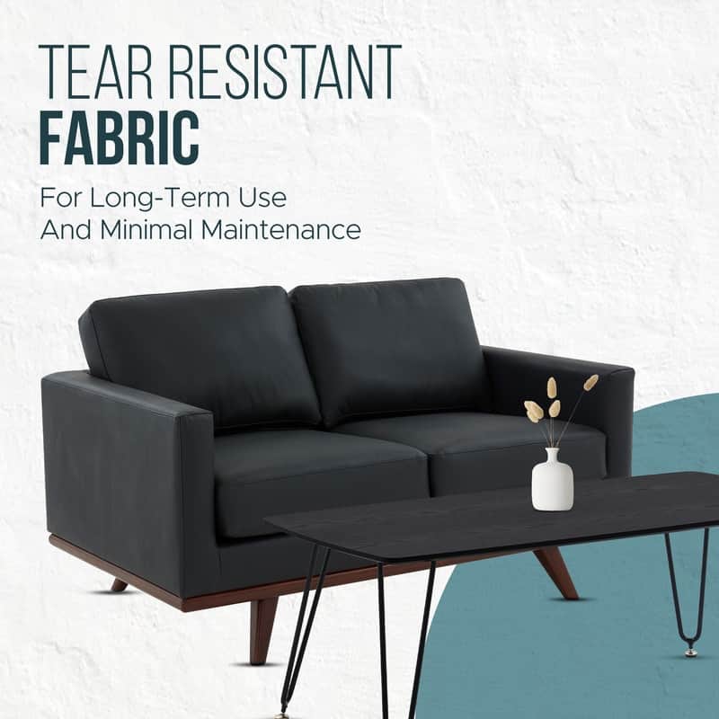 Chester Modern 2-Seater Loveseat - Leather or Mesh Sofa with Solid Birch Wood Base - Small Space Couch for Living Room & Office