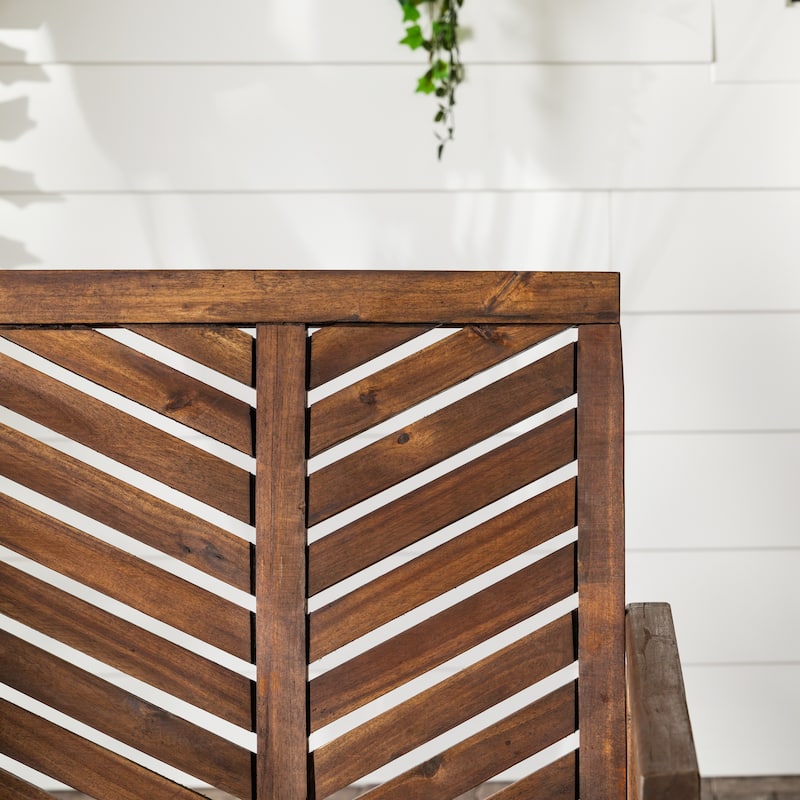 Walker Edison Acacia Wood Outdoor Chevron Love Seat