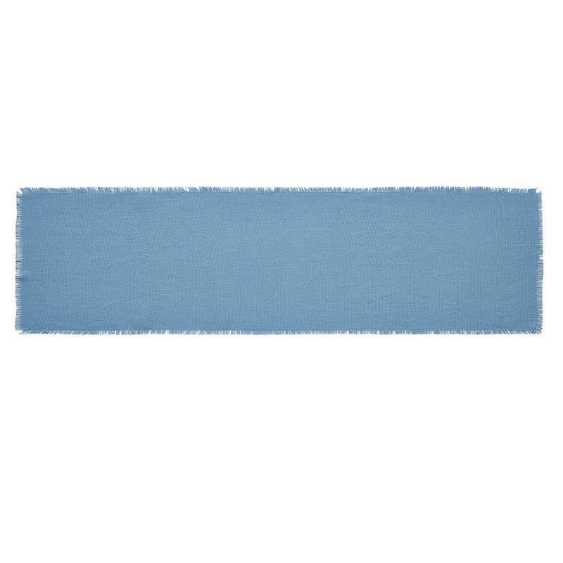 Burlap Blue Runner Fringed