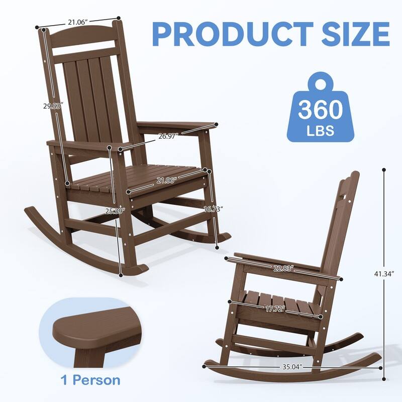 High-Back Oversized Plastic Rocking Chair –Stable & Smooth Glide