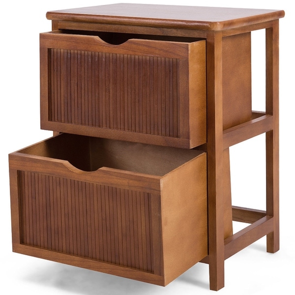 Vintage Bedside Cabinet Nightstand End Table Drawers Solid Wood Telephone Stand