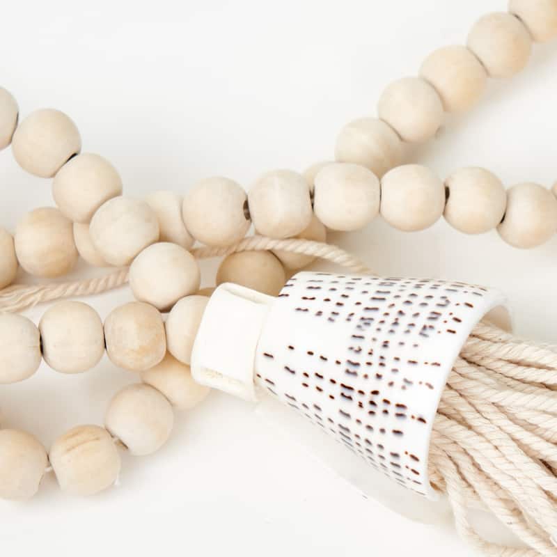 Artissance 28"W Natural Wood Decorative Tassel with Shell, Home Accent Art Decor
