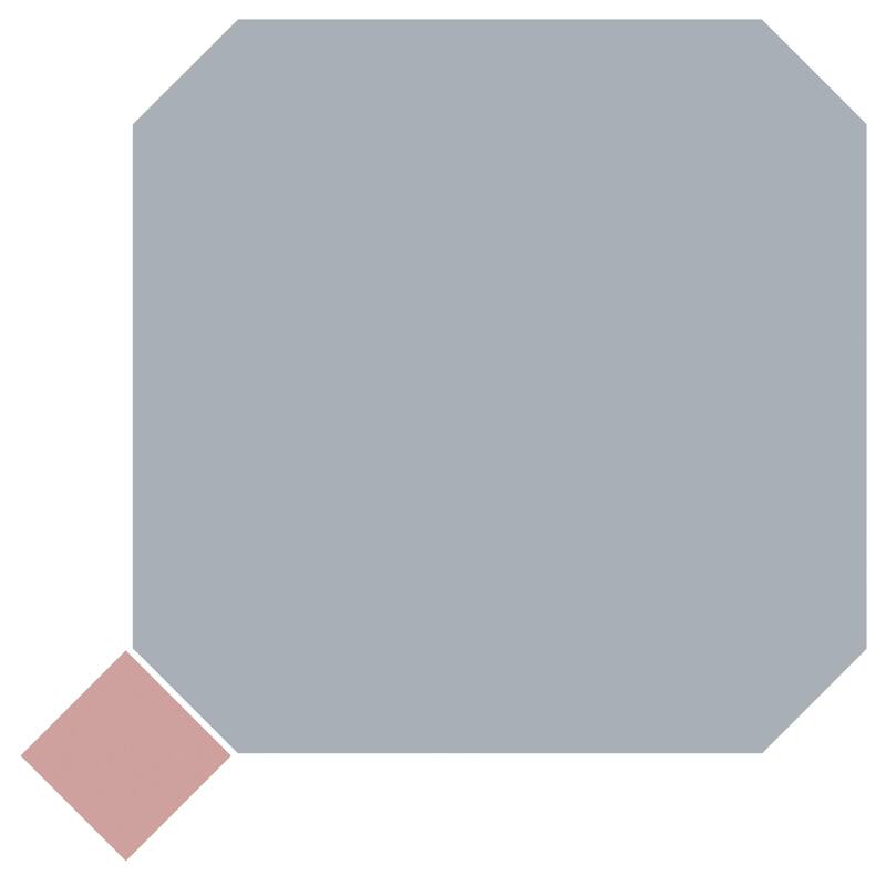 Merola Tile Vaudeville Octagon Humo with Taco Pink 7-7/8" x 7-7/8" Porcelain Floor and Wall Tile