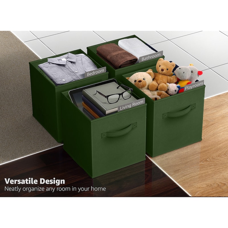 Sorbus Fabric Storage Bins 11" Foldable Cubes With Handles For Pantry, Cubbies, Toy And Closet Shelving Organization - 6Pk