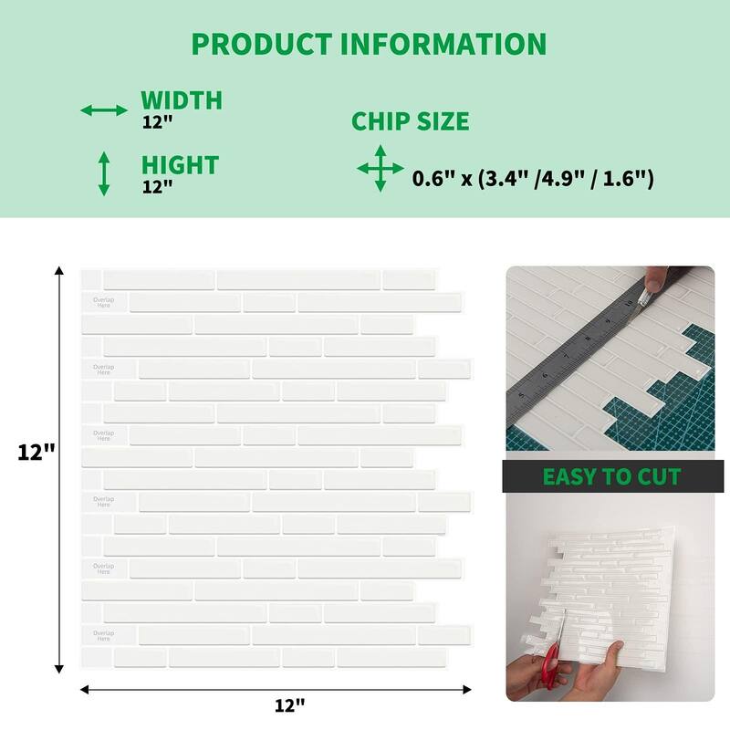Peel and Stick Tile for Kitchen, Self-Adhesive Kitchen Backsplash, Vinyl Decorative Tiles (10 Tiles)