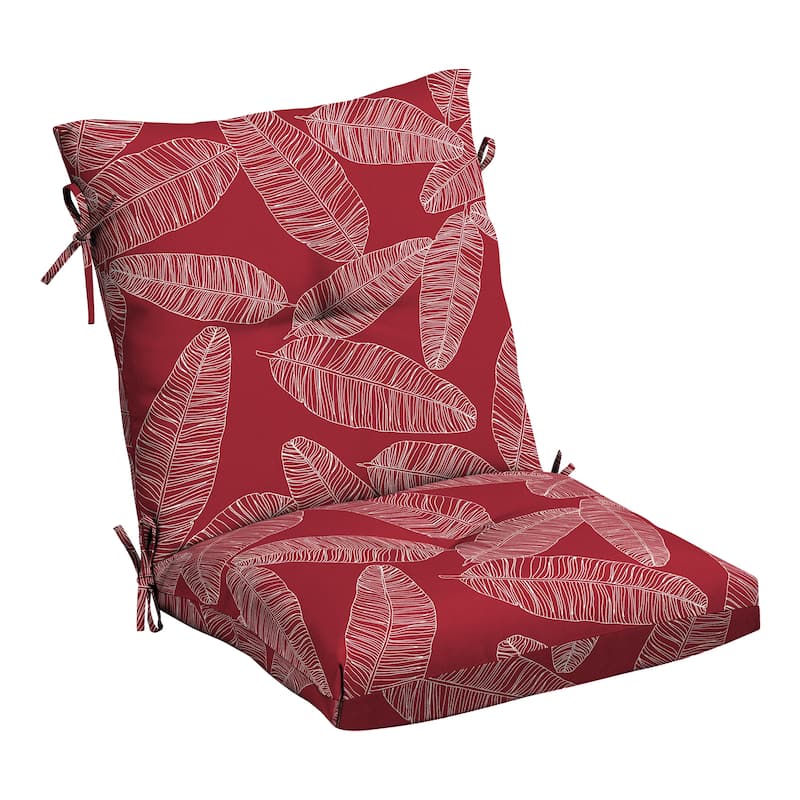 ARDEN Outdoor Plush Modern Tufted Blowfill Dining Chair Cushion, 21 x 40 - Red Leaf Palm