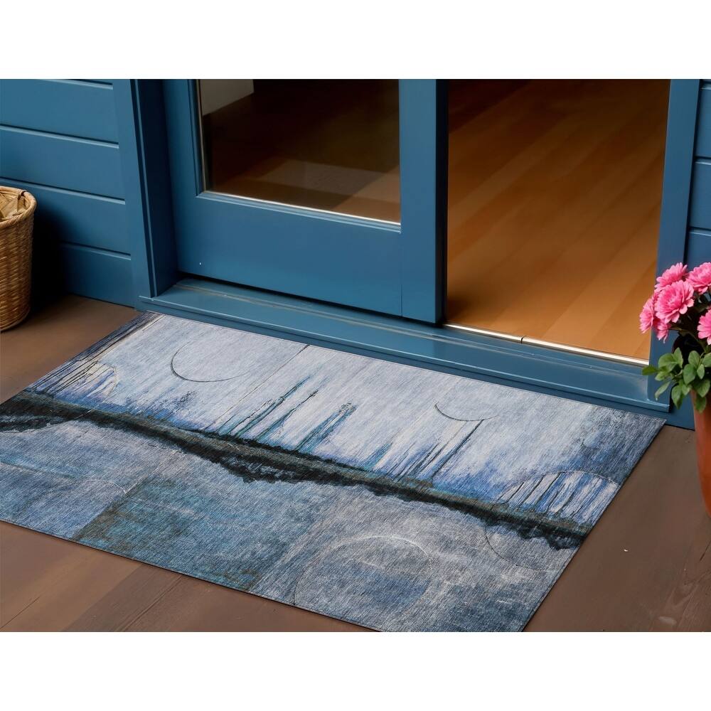 HomeRoots Abstract Transitional Rectangle Outdoor Rug