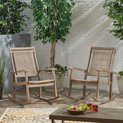 Lucas Outdoor Rustic Wicker Rocking Chairs (Set of 2) by Christopher Knight Home