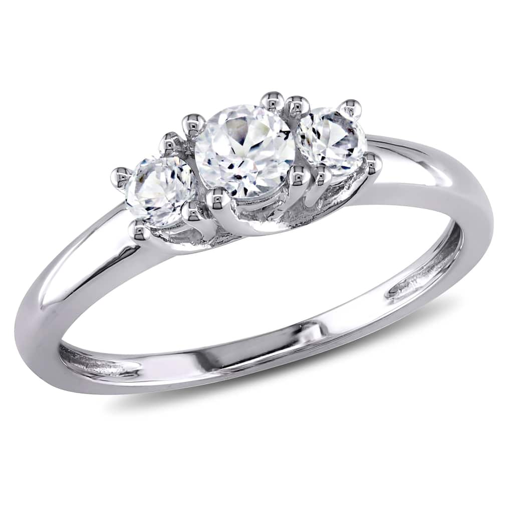 Miadora 10k White Gold Created White Sapphire Ring