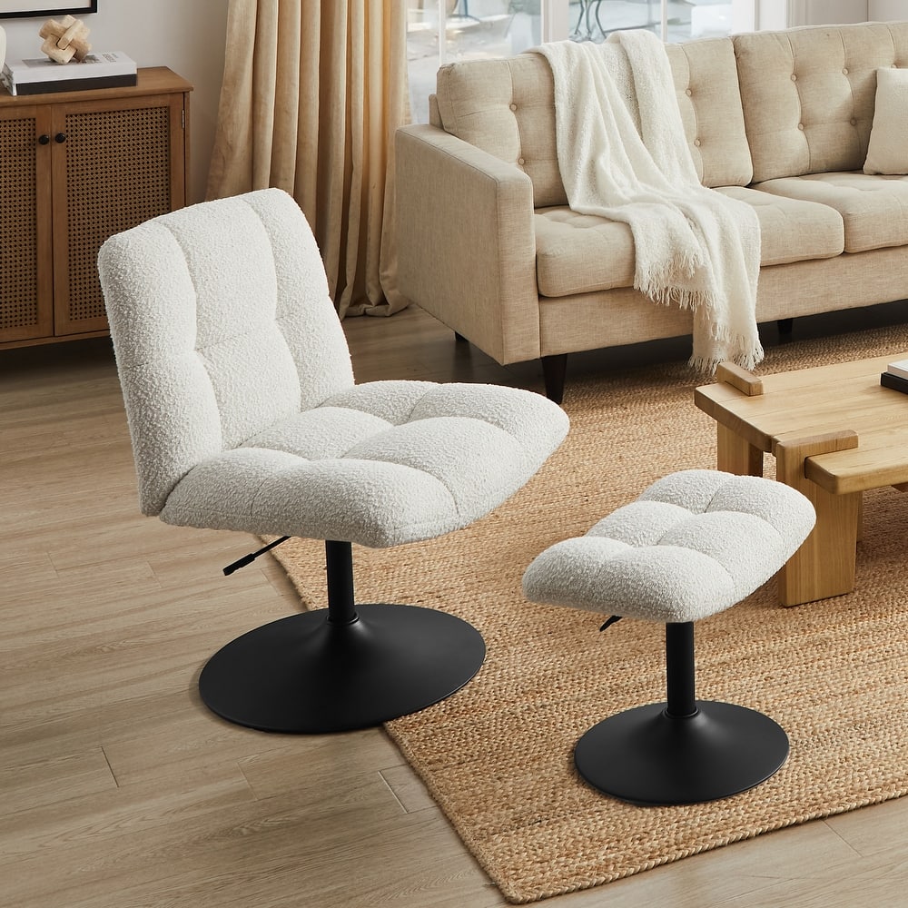 Art Leon Fabric Swivel Accent Chair with Ottoman