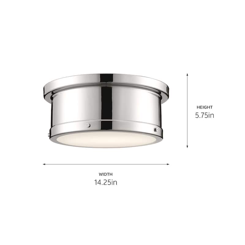 Kichler Lighting Serca 14.25 in. 2-Light Polished Nickel Flush Mount Light