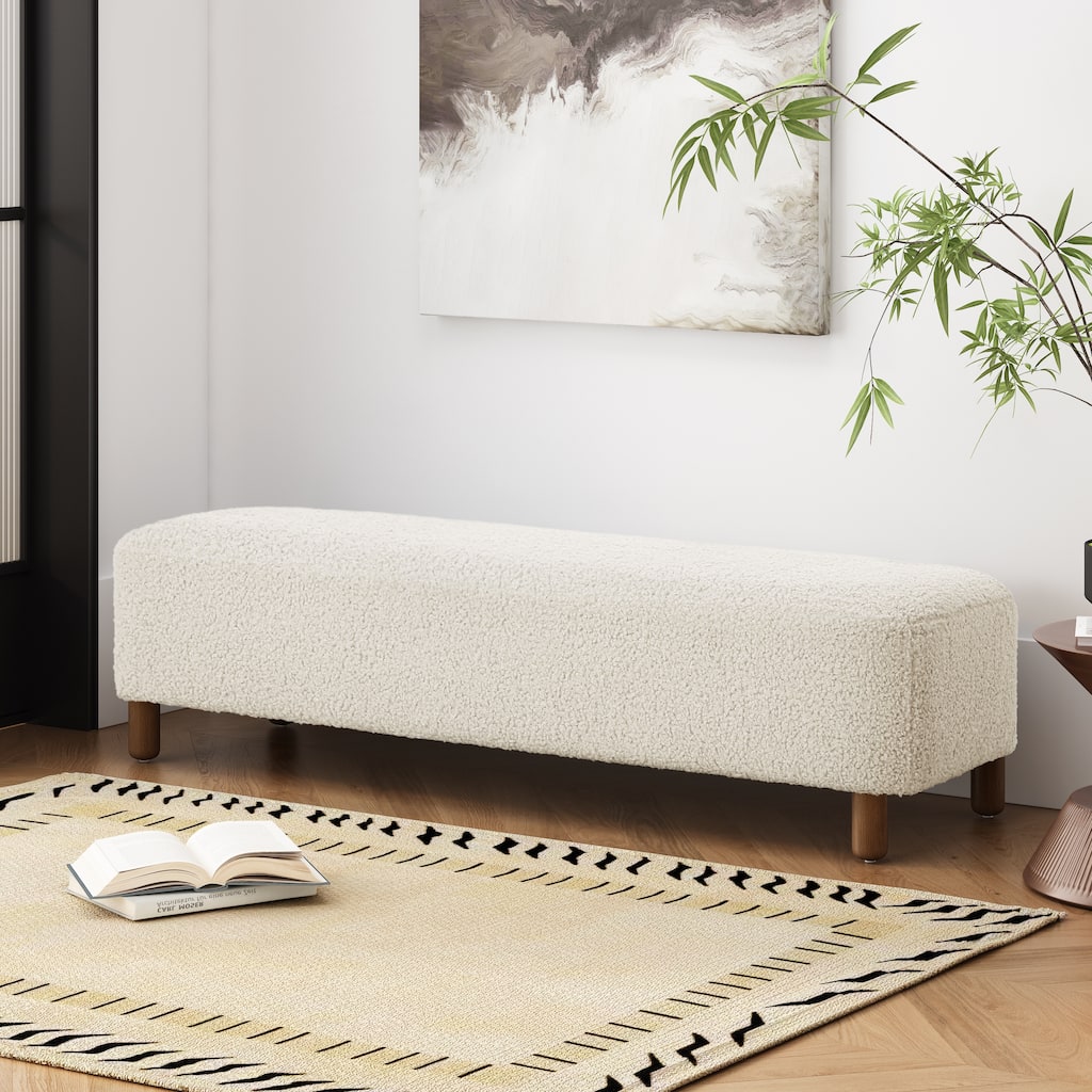 Comfortable Upholstered Ottoman,Bedroom End Bench,White