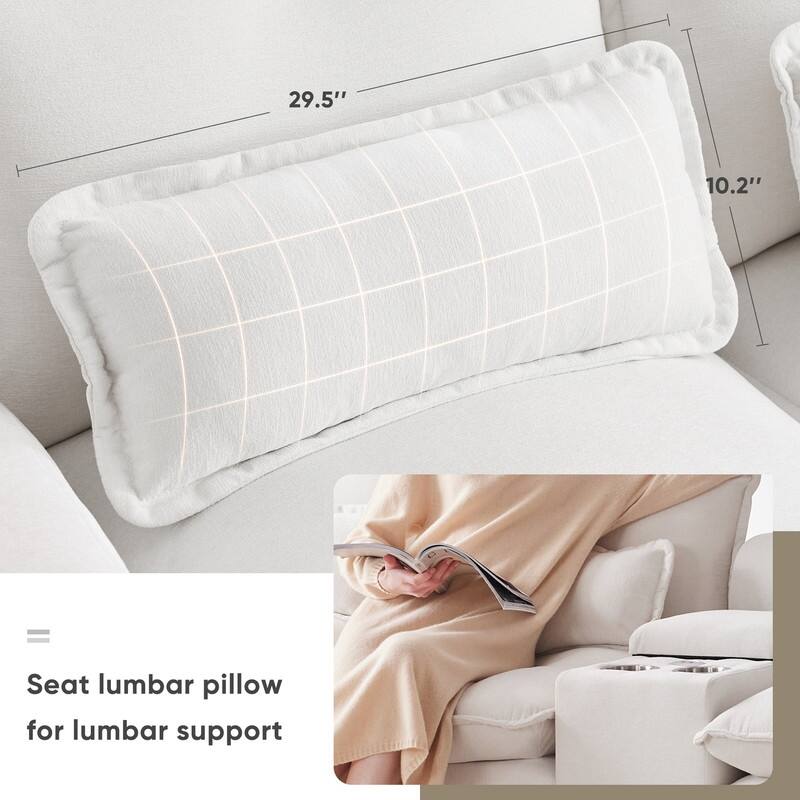 123'' Modern U-Shaped Sofa with Console, Cup Holders and USB Ports