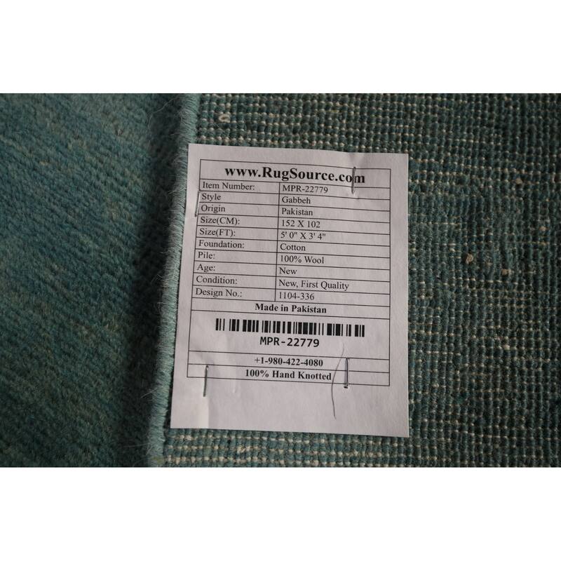 Blue Contemporary Gabbeh Oriental Foyer Rug Handmade Wool Carpet - 3'4" x 5'0"