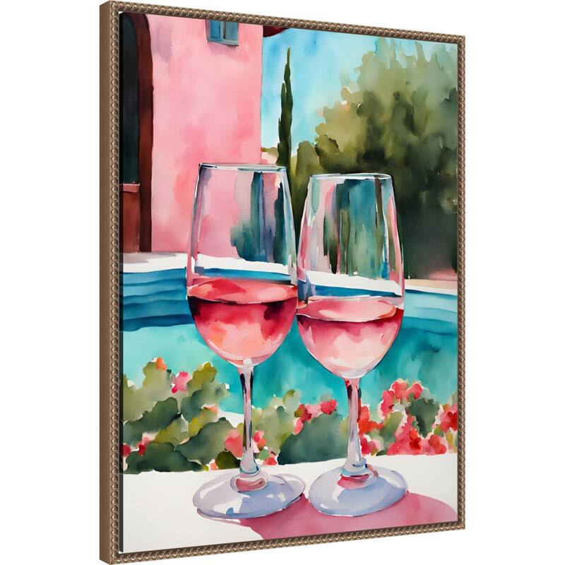 RosAc am Pool by Ohkimiko (23 x 30 in.), Framed Canvas Wall Art Print