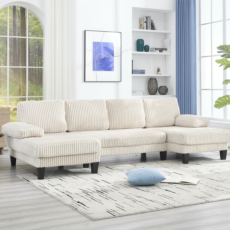 4-Seat U-Shaped Sectional Sofa with Double Chaise