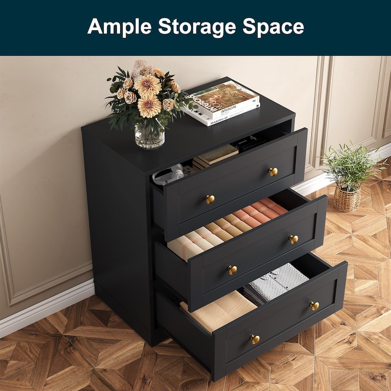 Modern Night Stand with 3 Drawers