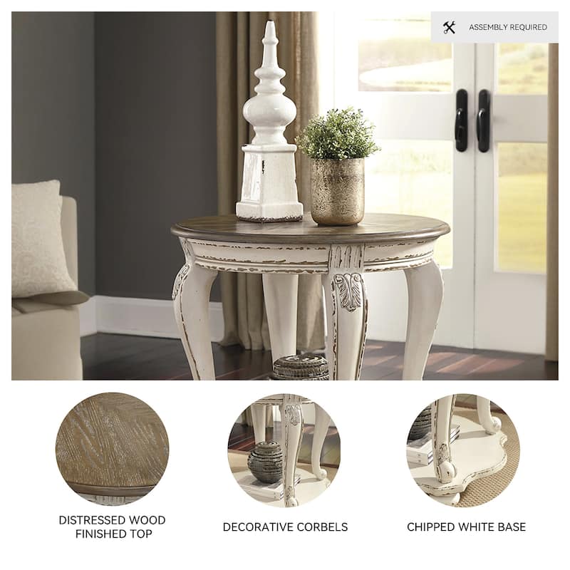 Signature Design by Ashley Realyn Round End Table - 26" W x 26" D x 25.88" H