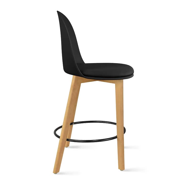 Set of 2 Designer Eiffel Chairs Counter Stools With Backs Side Molded Shell Kitchen Office Dining Dowel Bar Patio