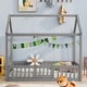 preview thumbnail 3 of 6, Gray Twin Size Pine Wood House Bed with Fence, Door, and Solid Construction