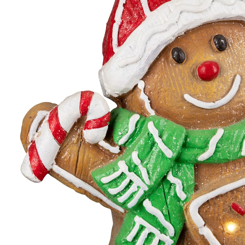 Gingerbread Cookie Boy with Lighted "Joy" Star Christmas Decoration - 13.5"