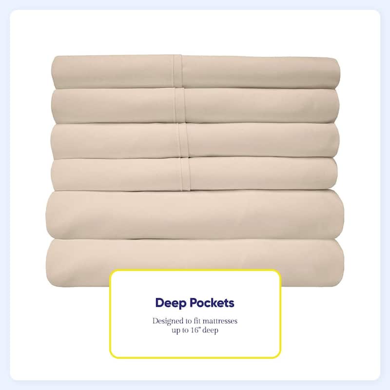 Sweet Home Collection Split King 7 Piece Sheet Set, Deluxe Ultra Soft 1500 Series, Double Brushed Microfiber.