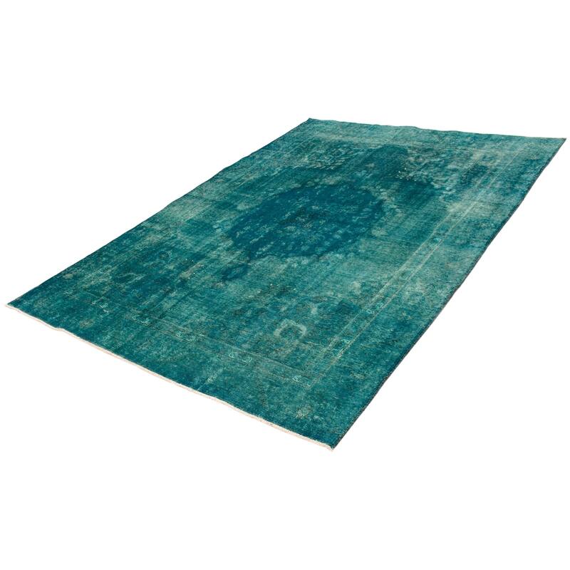 ECARPETGALLERY Hand-knotted Color Transition Teal Wool Rug - 8'10 x 12'4