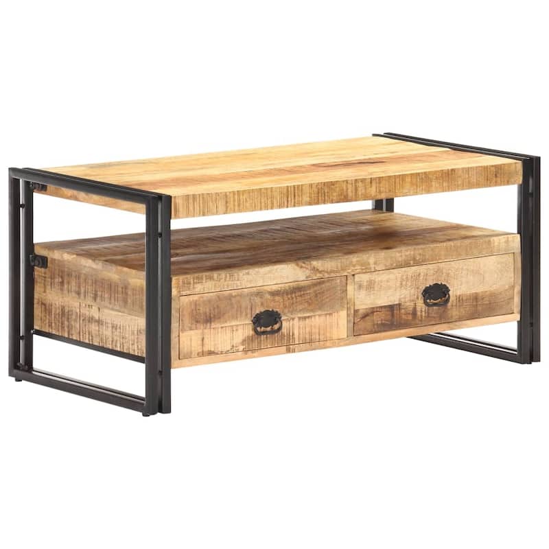 vidaXL Coffee Table 39.4"x21.7"x17.7" Rough Mango Wood