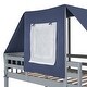 preview thumbnail 29 of 56, Twin Over Twin Playhouse Style Castle Style Bunk Bed Wooden Bed Frame with Tent and 2 Drawers (No Box Spring Needed)