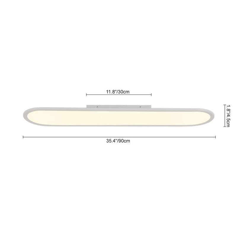 Modern Linear Dimmable LED Oval Semi Flush Mount Ceiling Light