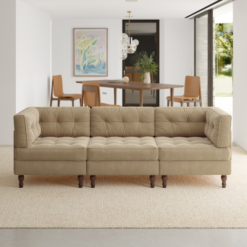 Oversized Modular Sectional Corduroy Fabric Tufted Sofa