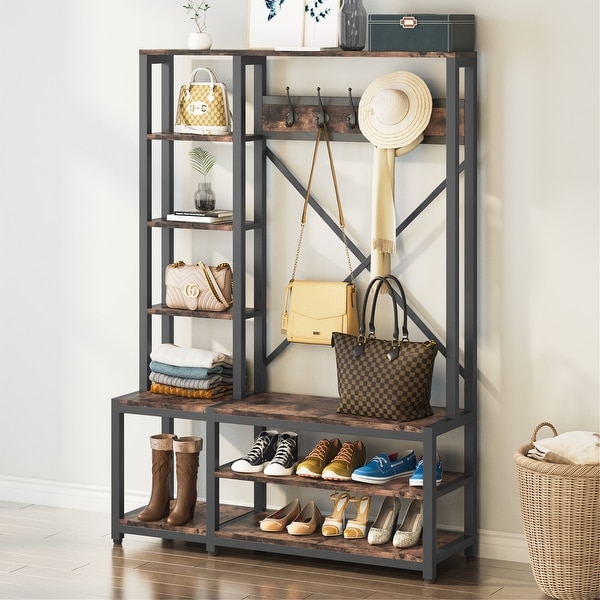 4 in 1 Hall Tree with Storage Bench, Coat Rack and Shoes Bench. Opens flyout.