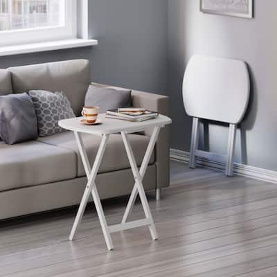 2pc Oversized Rectangular Snack Tables - 25.5" - White