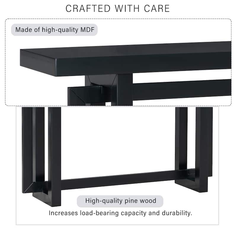 Contemporary Console Table with Wood Top, Extra Long Entryway Table for Entryway, Hallway, Living Room, Foyer, Corridor