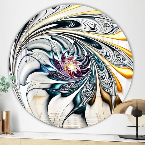 Designart 'White Stained Glass Floral Art' Modern Mirror - Contemporary Oval or Round Wall Mirror. Opens flyout.