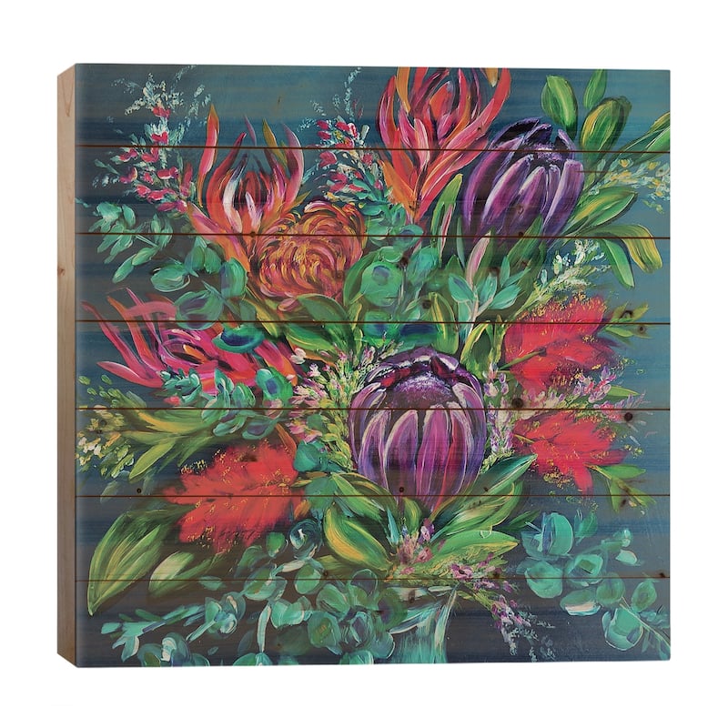 Fynbos Bouquet Print On Wood by Karli Perold - Multi-Color - 26x26x1.5