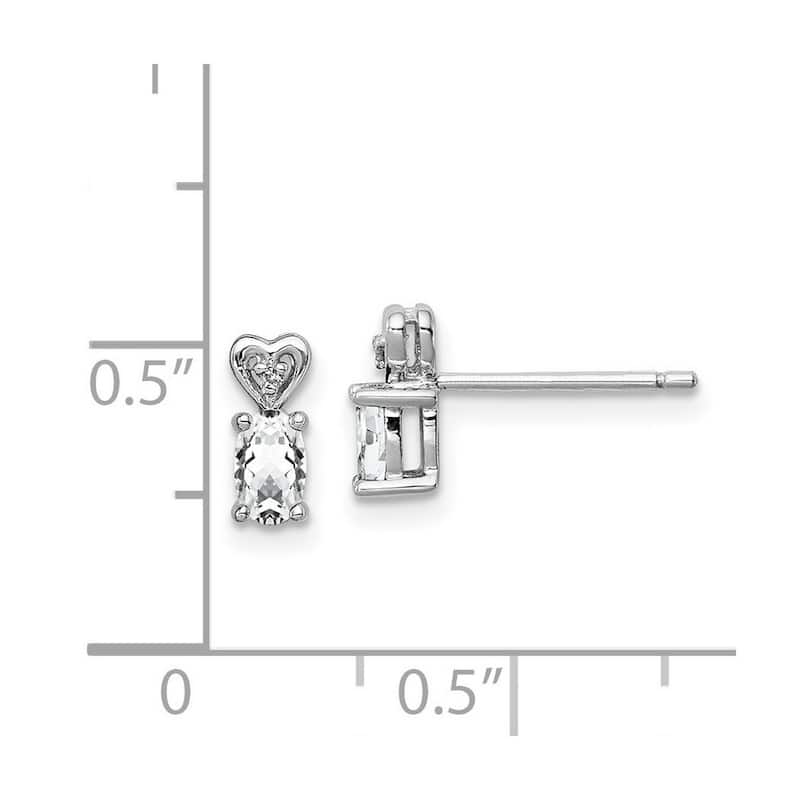 Curata 925 Sterling Silver Post Earrings Polished back White Topaz and Diamond Earrings - 8x3mm Wide