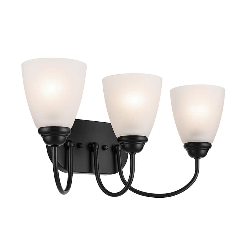 Kichler Lighting Jolie 3-Light Vanity Light with Satin Etched Glass in Black