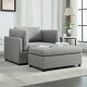 preview thumbnail 1 of 40, Roomfitters 50" Oversized Armchair with Ottoman, Modern Accent Chair, Lumbar Support, Reading Sofa for Bedroom Light Grey