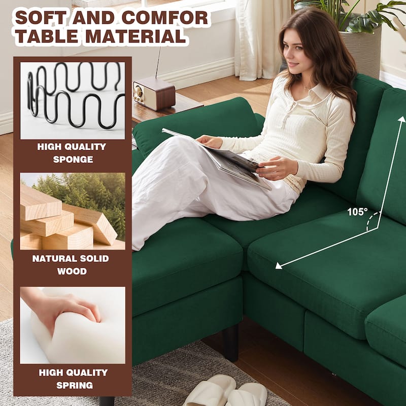 3-Piece Living Room Sectional Sofa Set with Loveseat and Ottoman